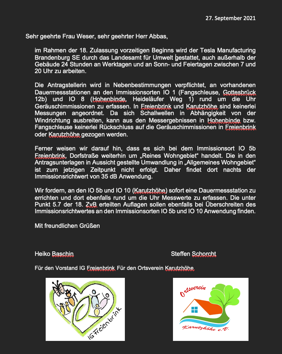 Anschreiben an das LfU – Lärm und die&nbsp;Antwort